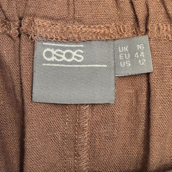 ASOS Bardot Dress Linen Viscose Dusty Pink 12 Off Shoulder Tunic - Picture 7 of 9